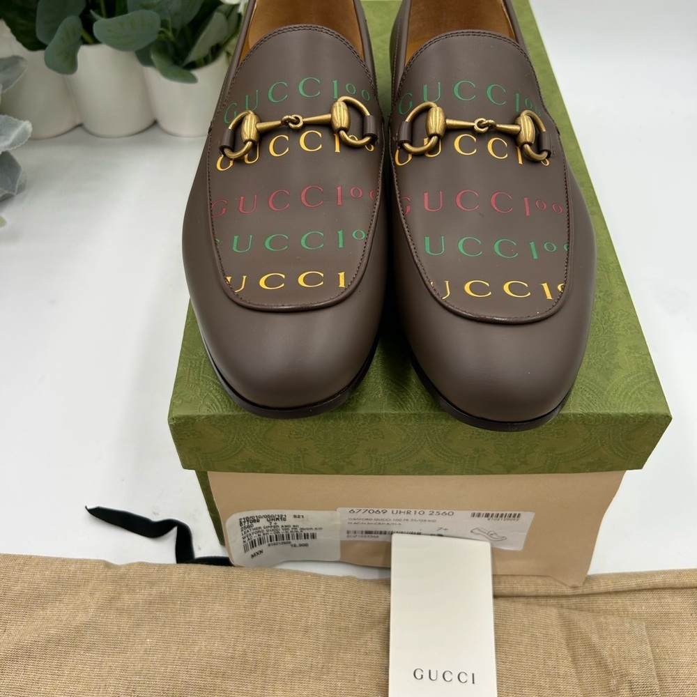 Men's Gucci JORDAAN horse bit 100th anniversary, Leather loafers 7.5 fits 8.5 US - Picture 10 of 10